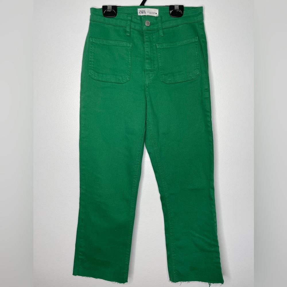 Zara kelly green high waisted pocket jeans